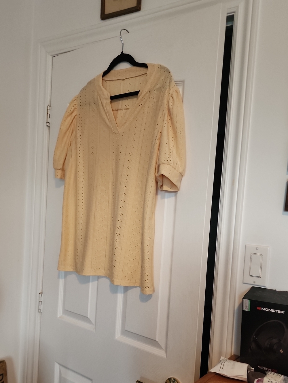 Women's Cream Eyelet Knit Tunic Top